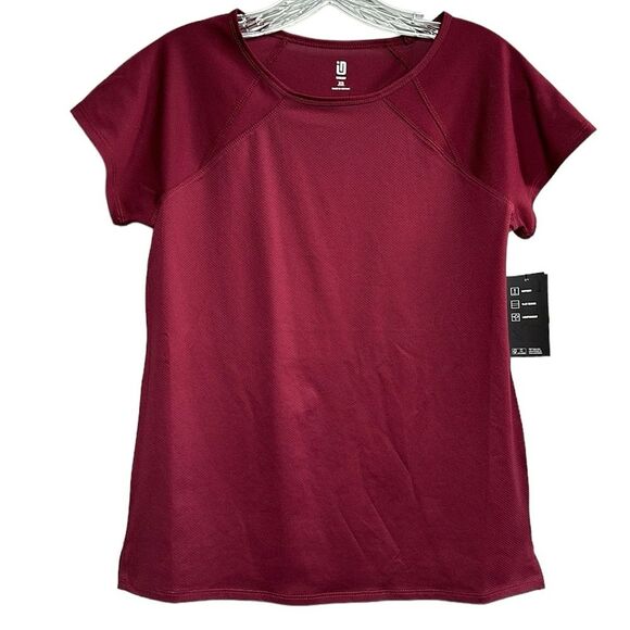 NWT Macy's x Ideology Lightweight Textured Short Sleeve Activewear Tee Maroon XS - Picture 13 of 13
